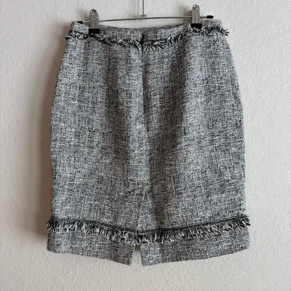 Yoana Baraschi Black and White Tweed-Like Linen Office Pencil Skirt 2 - Picture 3 of 6